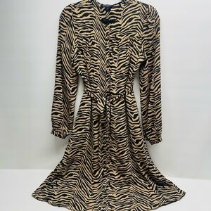Banana republic factory womens dress animal print size 10 long sleeves